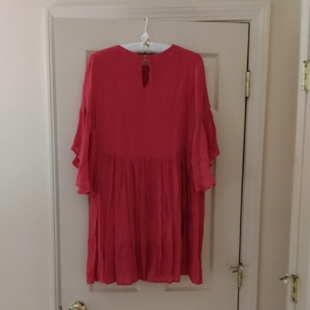 Umgee Red Embroidered Ruffle-Sleeve Long Dress - Picture 3 of 6